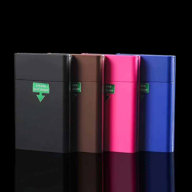 1pc Extended Slim Cigarette Storage Box Plastic Sliding Pop Up Lid Fashion Moisture Proof Pressure Resistant Multi Color Case