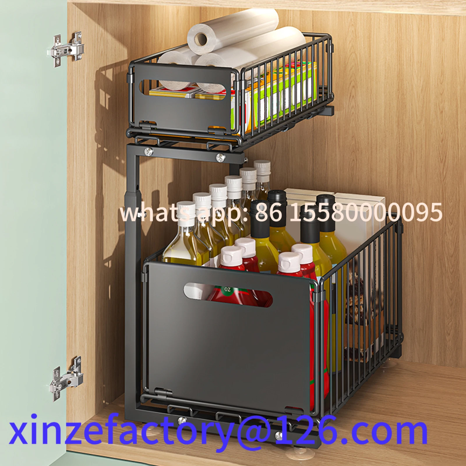 

Customizable Upgraded Guide Rail Design Smoothly Pulls Out Cabinet Organizer