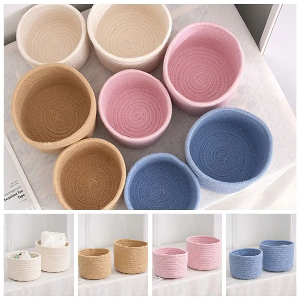 Cosmetics Basket Cotton Rope Storage Basket Minimalism Handmade Woven Storage Basket Nordic Style Desktop Organizer Stationery