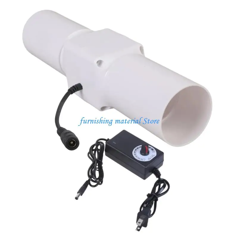 Y5GD Round Pipe Blower Fan Set with 100-240V Adapter for Heat Exhaust and Venting