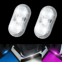 2pcs Led Car Interior  Door Light USB Charging Wireless Magnetic LED Car Door Welcome Light Anti-collision Signal Lamp