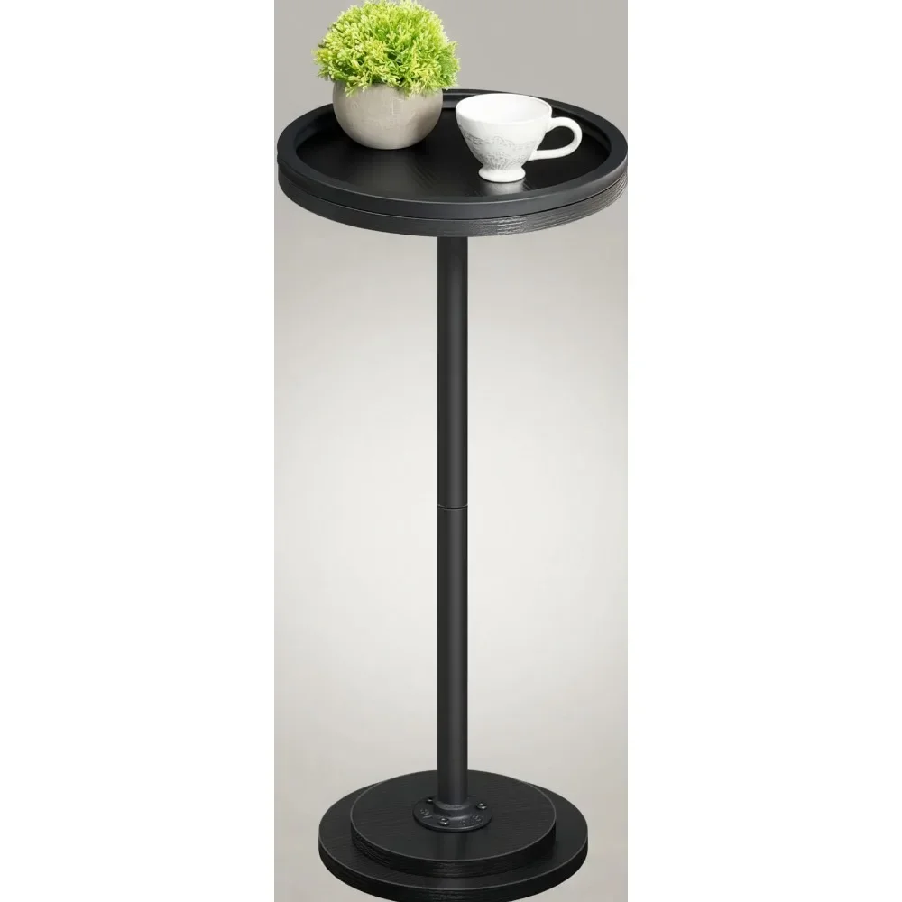 

Маленький круглый приставной столик с подставкой для гостиной, спальни - черная акцентная подставка для напитков