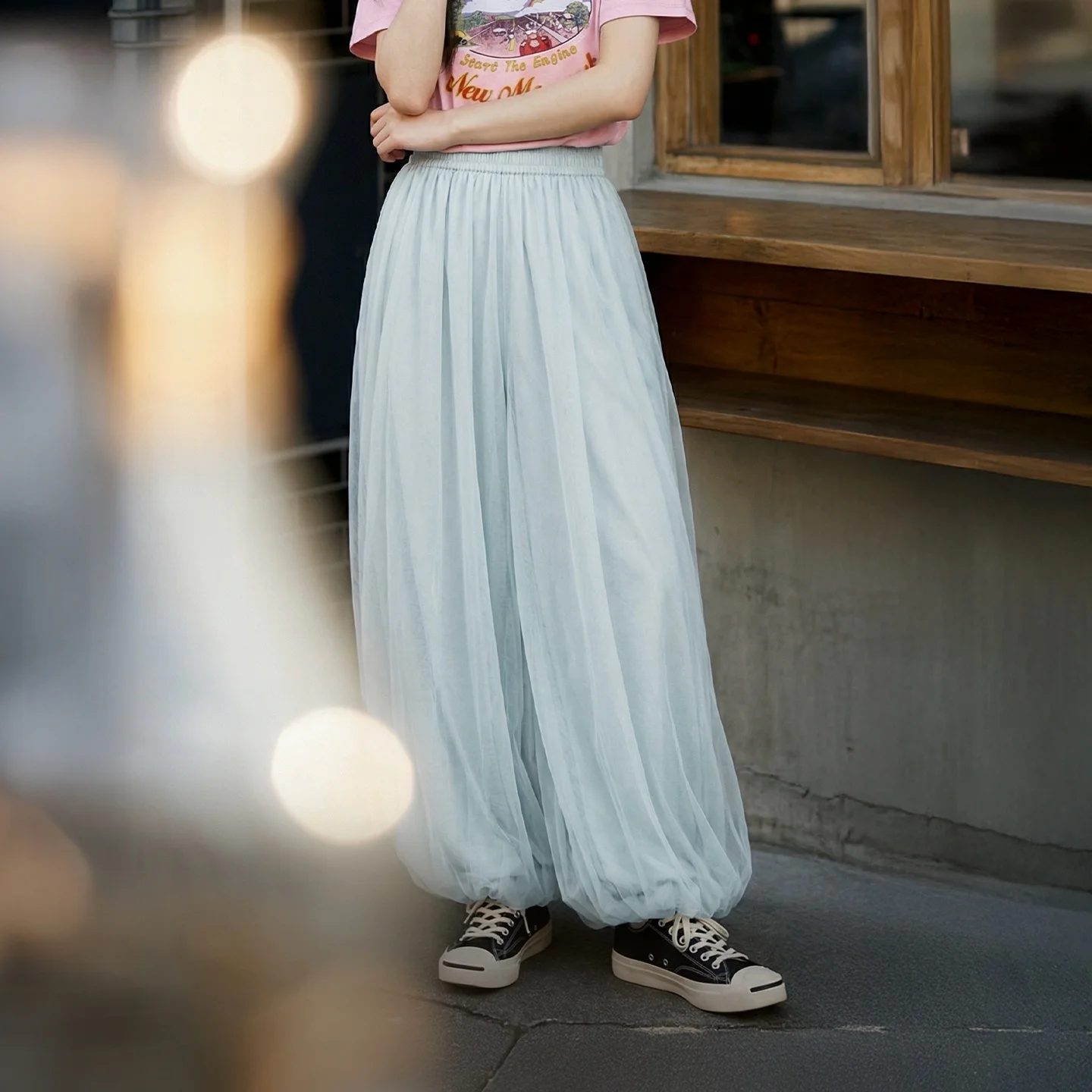 Pantalon d'été léger et décontracté Maden pour femme, taille élastique, couleur menthe, effet refroidissant, coupe ample, jambe large, style lanterne, drapé, décontracté et confortable