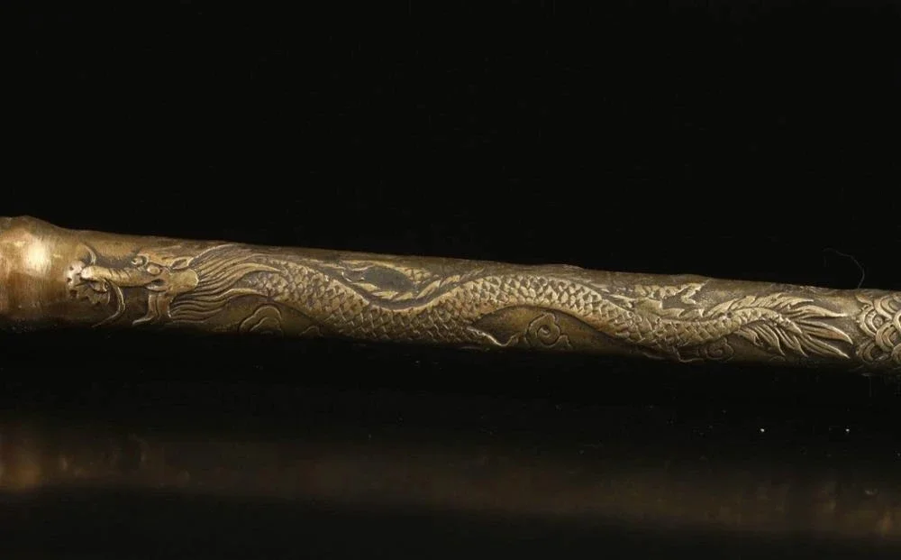 SUPERB COLLECTION VINTAGE DECORATION BRASS CASTING LIFELIKE DRAGON SHOE HORN