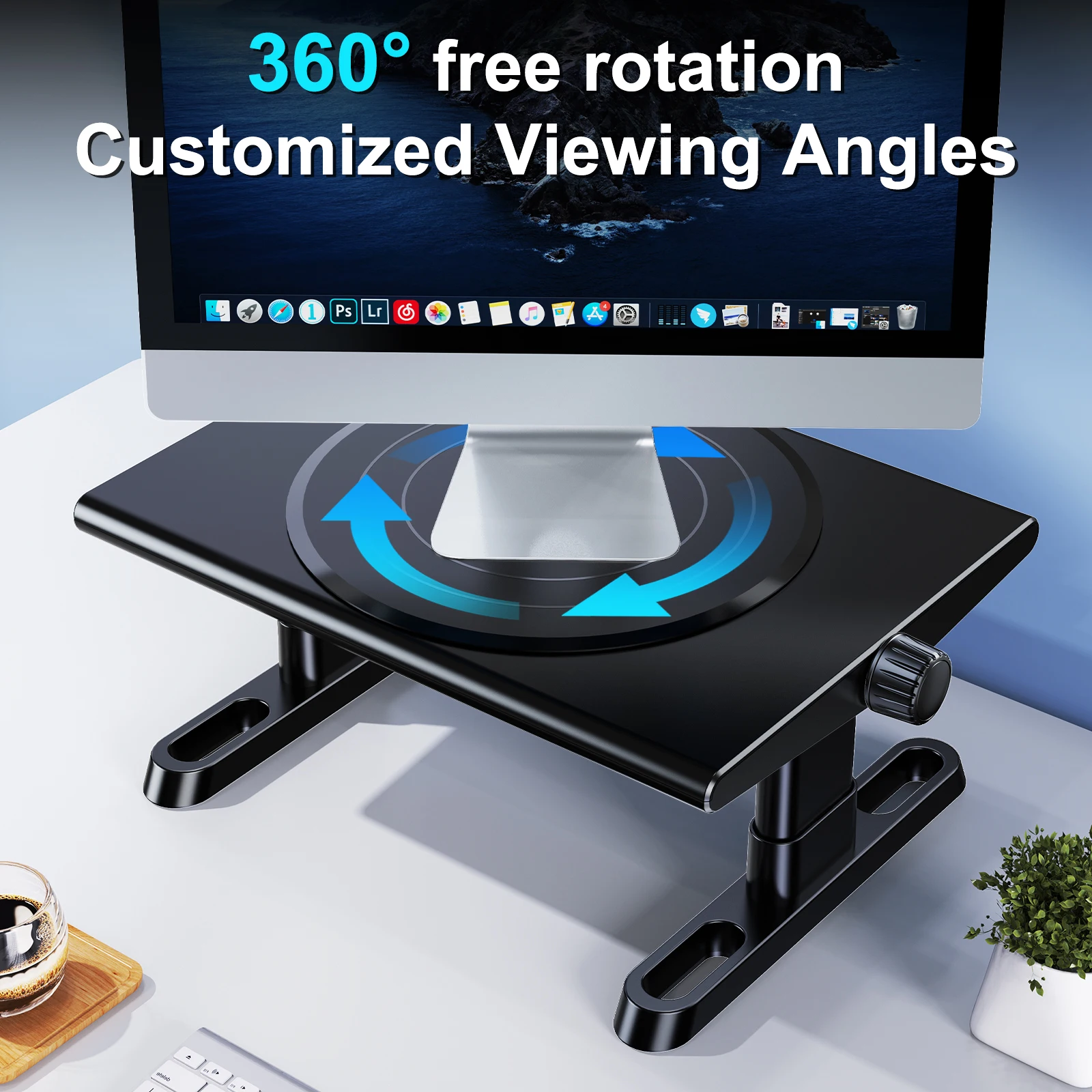 Oatsbasf Monitor Stand Riser Laptop Stand Computer Monitor Holder Shelf 360° Rotation Computer Desk Height Adjustment 4.4-5.8“