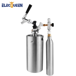 3.6l beer keg mini growler,Homebrew Gift Kit for Beer Party Includes Draft Beer Tap Dispenser,Co2 Regulator,Soda Bottle Cylinder