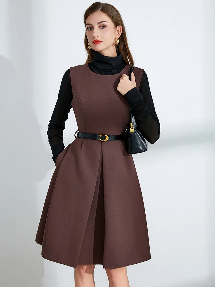 

Ele жилет средней длины со шлепанцами Dr, женская модная весенняя юбка из полиэстера со сборкой на талии, юбка для перерыва на чай