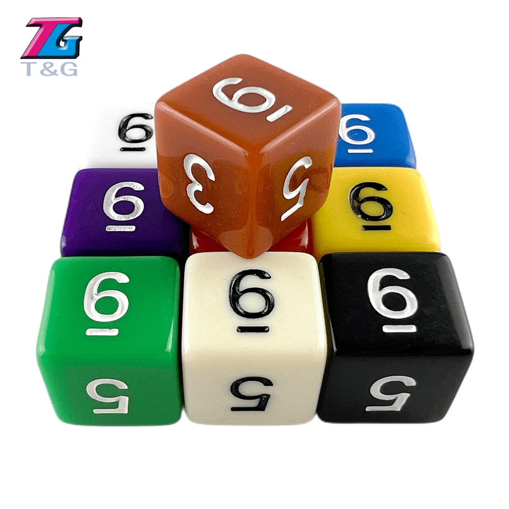 New T&G High Quality 16mm Digital Dice Multi Colored Table Game DICE accessories Plastic Cube 1-6 number for Kids Dices