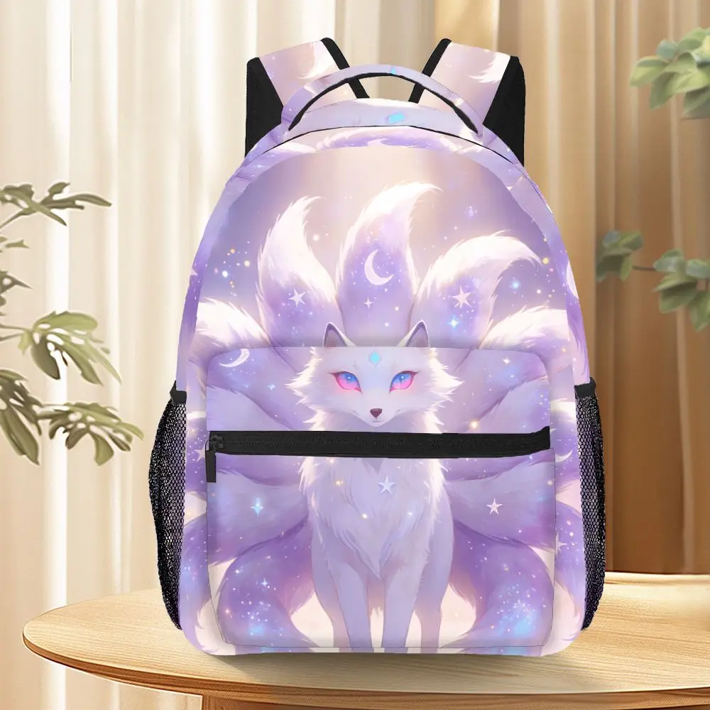 

Nine-Tailed Fox Anime Backpack,Purple Kitsune School Bag Large Capacity Lightweight Travel Bookbag