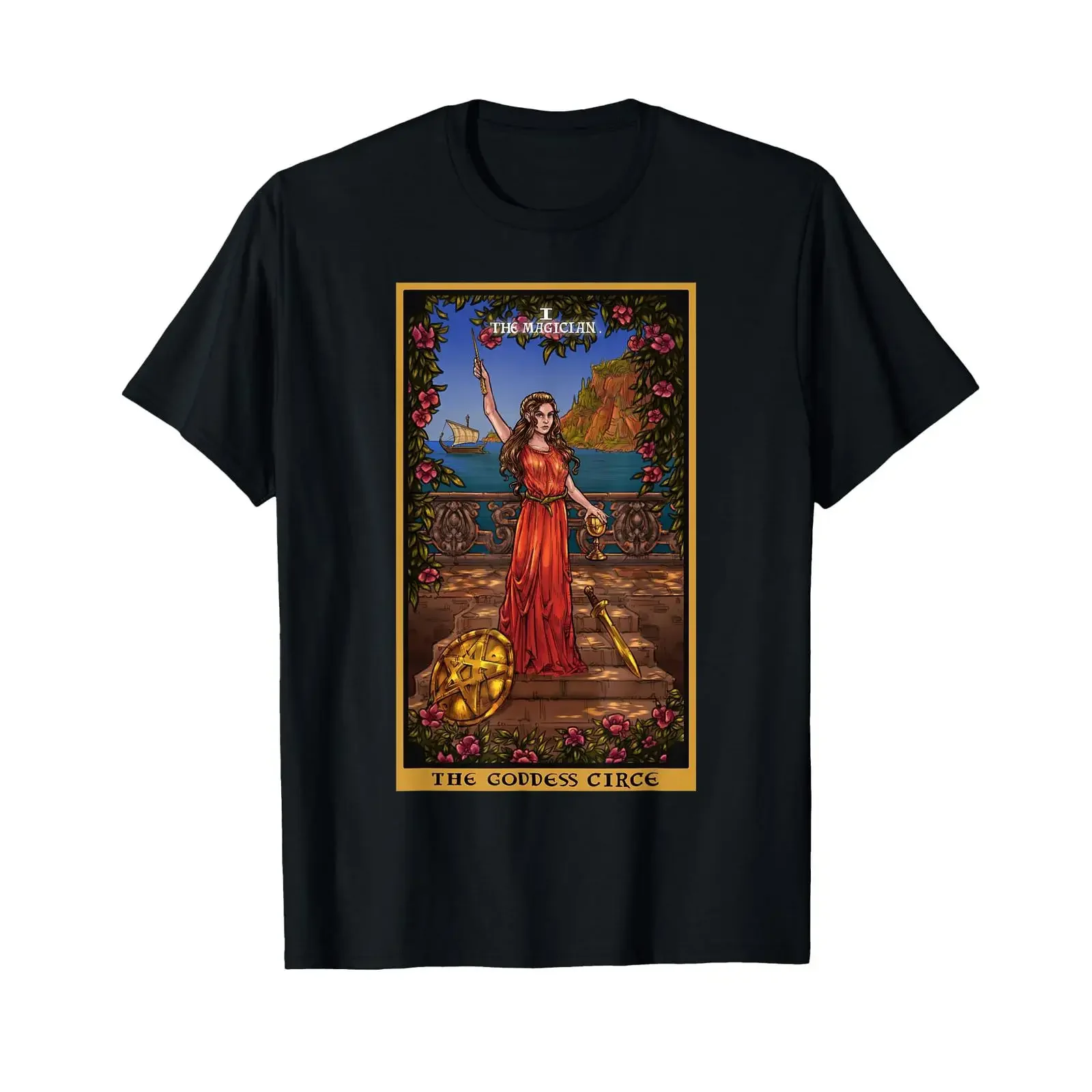 The Goddess Circe Magician Tarot Card Pagan Witchcraft T Shirt vintage Washed homme streetwear Stretched Breathable Stylish