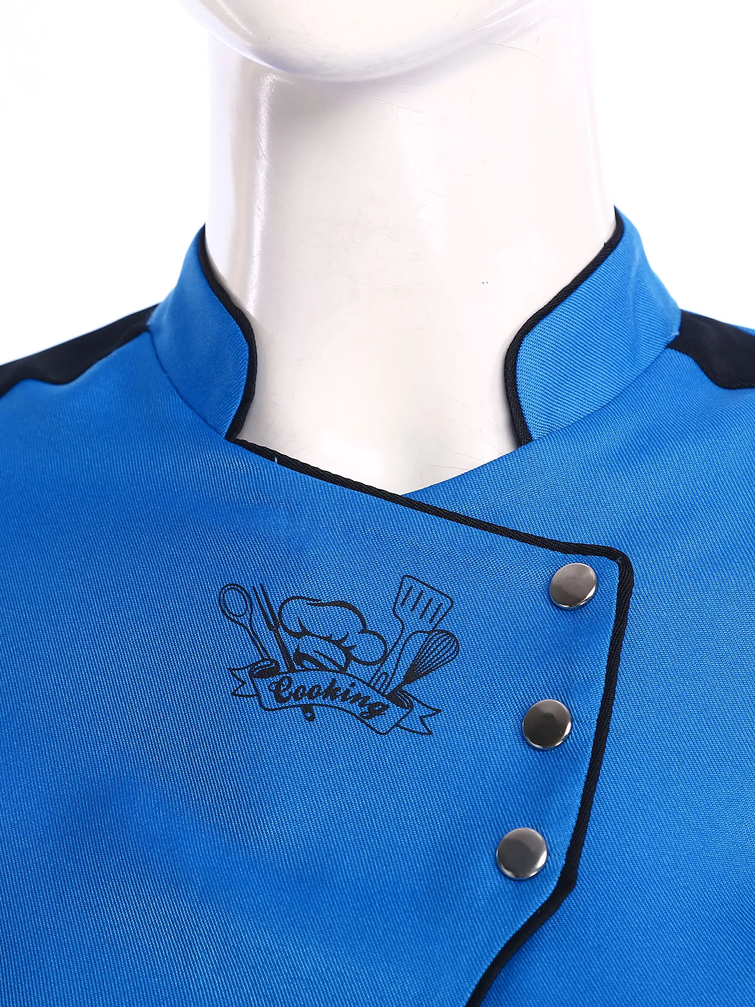 Women Short Sleeve  Chef Jacket Tops Stand Collar Stylish Printed Cooking Shirts Coat for Kitchen Restaurant Hotel Cook Uniforms