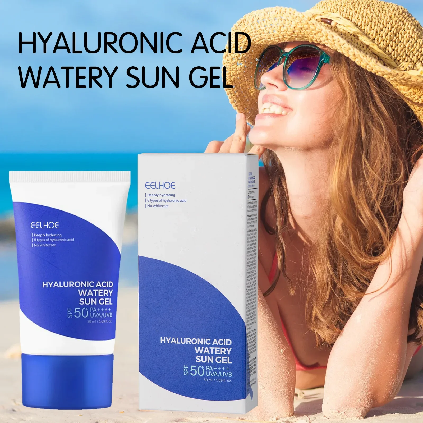 Eelhoe Hyaluronic Acid Moisturizing Protective Gel Summer Outdoor Anti-Ultraviolet Moisturizing Refreshing Original Sunscreen