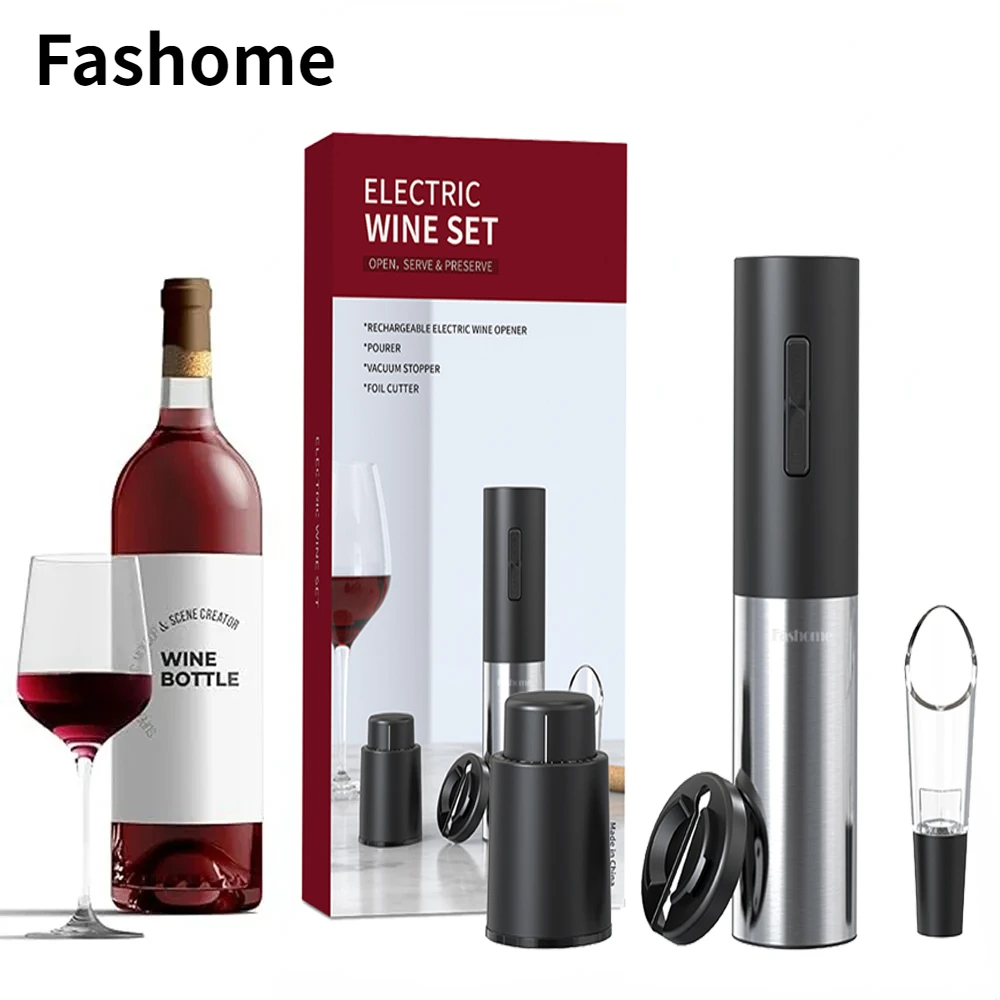 

Electric Wine Opener 4 in 1 Automatic Corkscrew Wine Openers for Beer Battery Bottle Opener Foil Cutter Kitchen Bar Can Opener