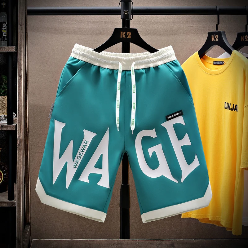 

Ice Silk Summer Men's Shorts Casual Lightweight Beach Sports Pants Loose Fit Five-Quarter Length Trendy Geometric Pattern