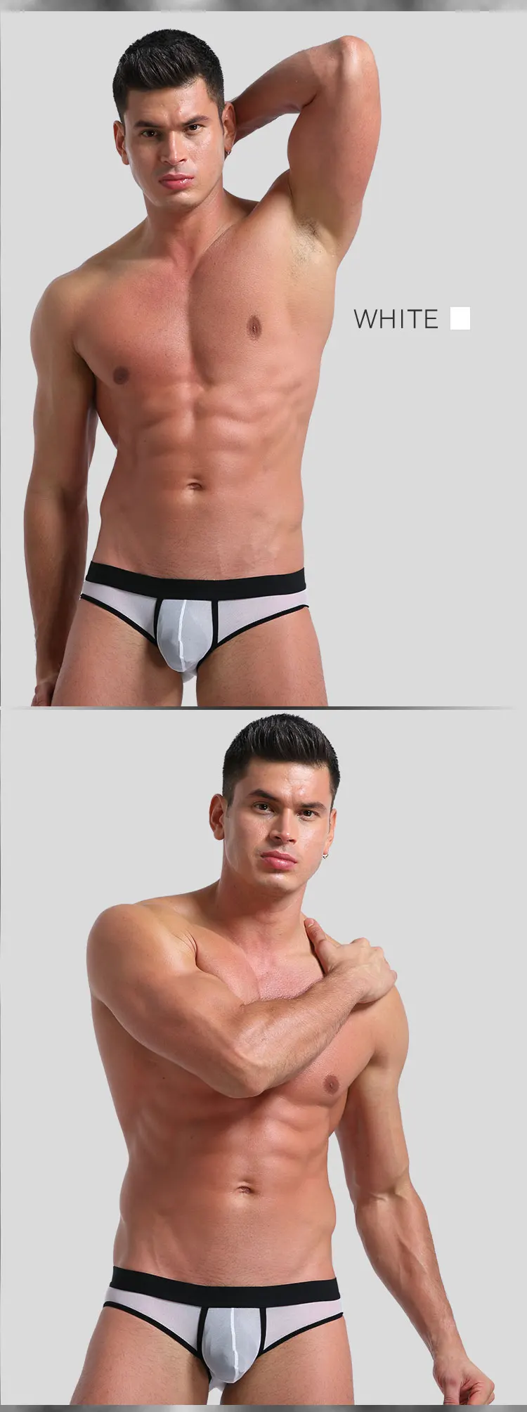 Translucent Men Mesh Underwear Sexy Thin Perspective Briefs Mid-rise Male Slips Homme Panties Erotic Breathable Underpants Cueca