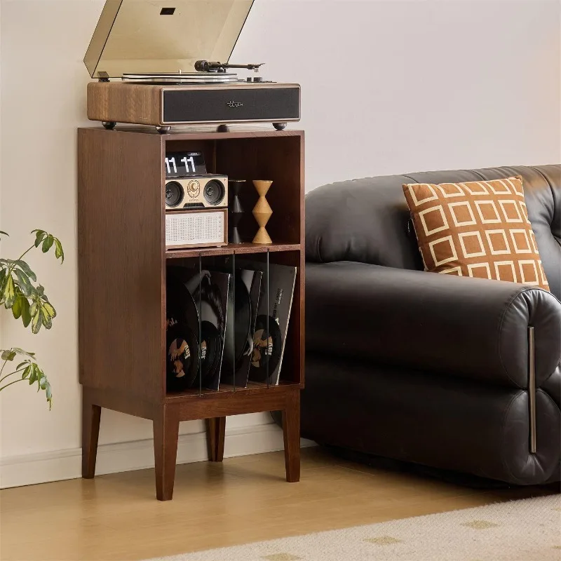 Vinyl record player cabinet Solid wood power amplifier cabinet Audio Magazine cabinet Walnut sofa side