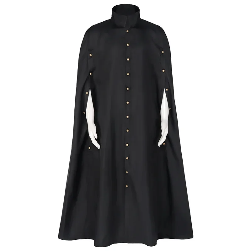

Halloween Wizard Robe Black Open Sleeve Cape Adult Gothic Dark Tied Cape
