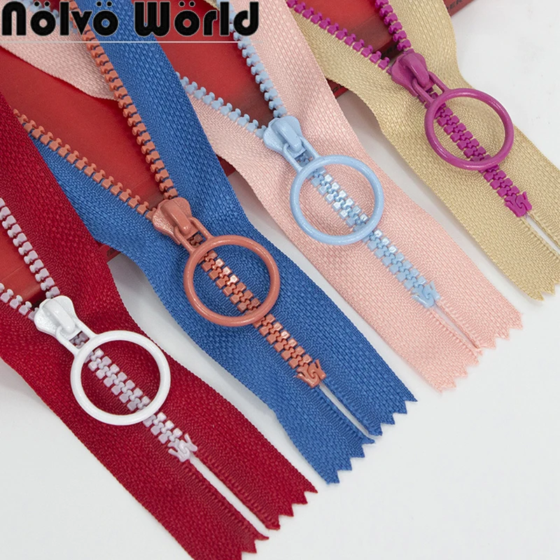 15PCS 15/20/25/30/35CM 3# Resin Zippers Plastic With Pull Ring For Bags Purse Close End Zipper DIY Bag Sewing Crafts Accessories