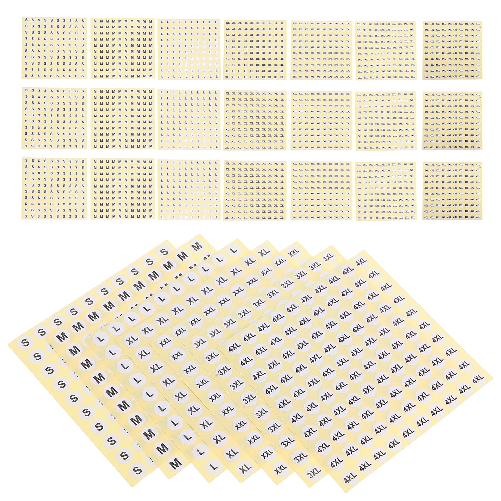7000 Pcs 의류 크기 레이블 마커 스트립 스티커 스티커 코팅 용지 의류 태그 태그