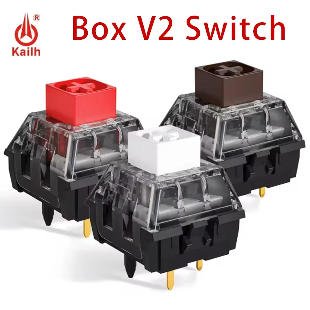 Switch Mecânico Kailh Box V2 Branco, Marrom, Vermelho, 5 Pinos, Linear, Tátil, Clicky, Resistente a Poeira, Hot Swap, RGB, DIY