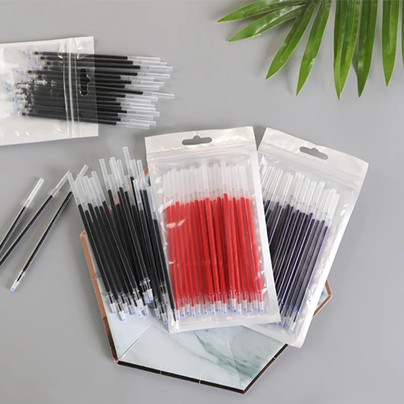 50Pcs/Set 0.5mm/0.38mm Gel Pen Refills Black/blue/red Ink Writing Pen Refills Office Stationery Supplies