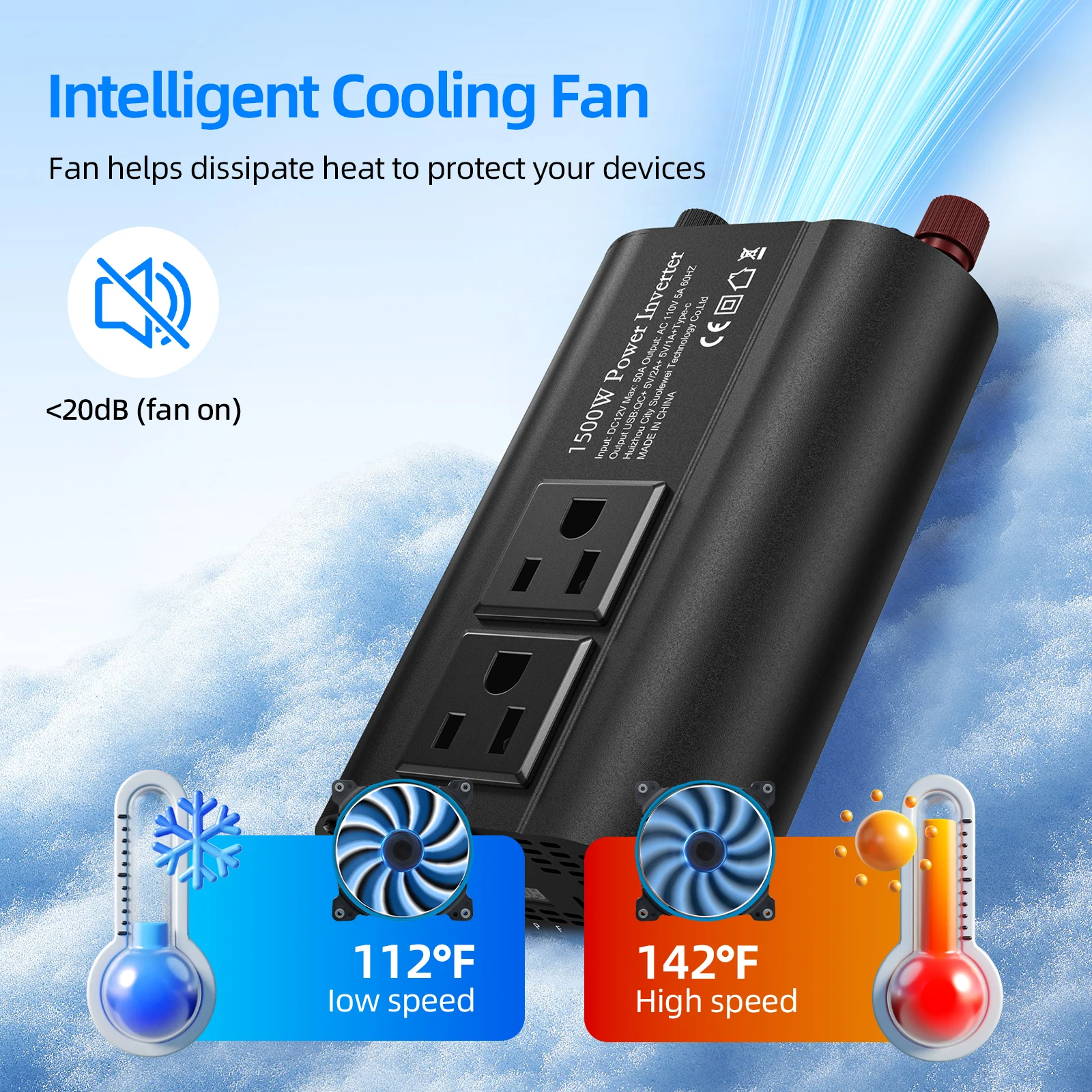 محولات 12 فولت/24 فولت 110 فولت 60 هرتز 600 وات 1500 وات 2000 وات، محول تردد منزلي محمول مثبت على السيارة، مقبس أمريكي