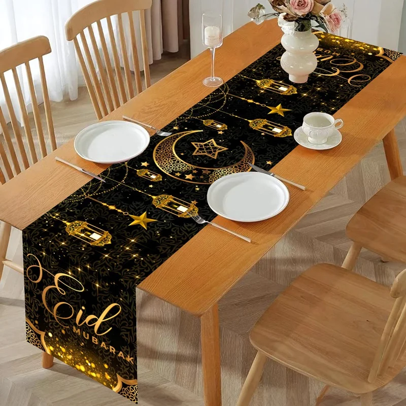 رمضان كريم القمر ستار الجدول عداء عيد مبارك زينة 2026 للمنزل الإسلامي مسلم لوازم الحفلات الثريا غطاء الطاولة