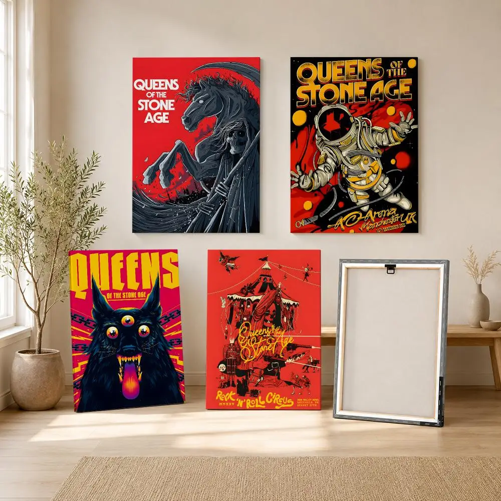 Band Q-Queens Of The Stone Age Painting Calligraphy HD Canvas Wall Art With Inner Frame Gallery Wrapped Ready To Hang Home Decor