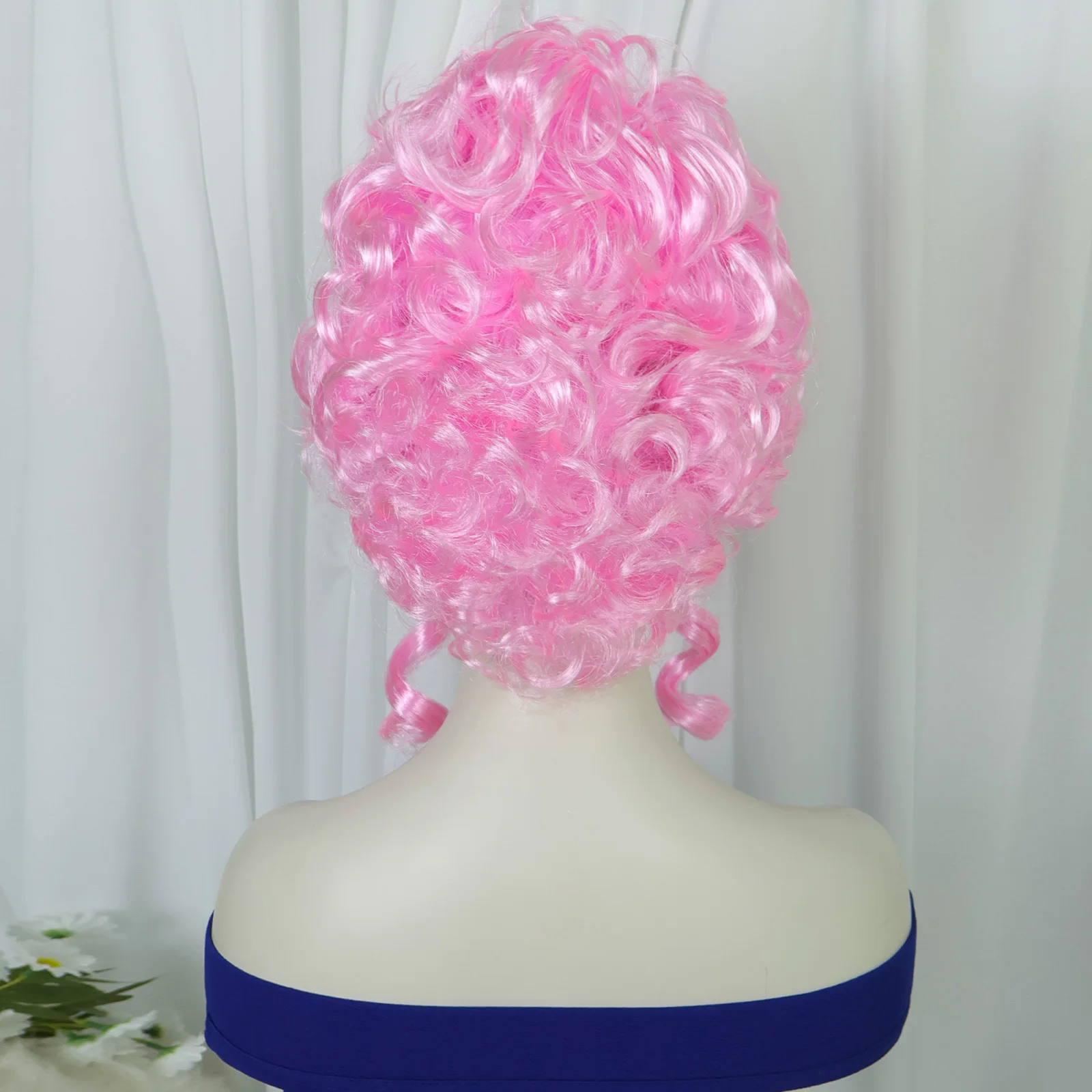 Baroque Court Style Pink Voluminous Curly Wig Synthetic Wig for Women for Valentine’s Day Romantic Themed Parties