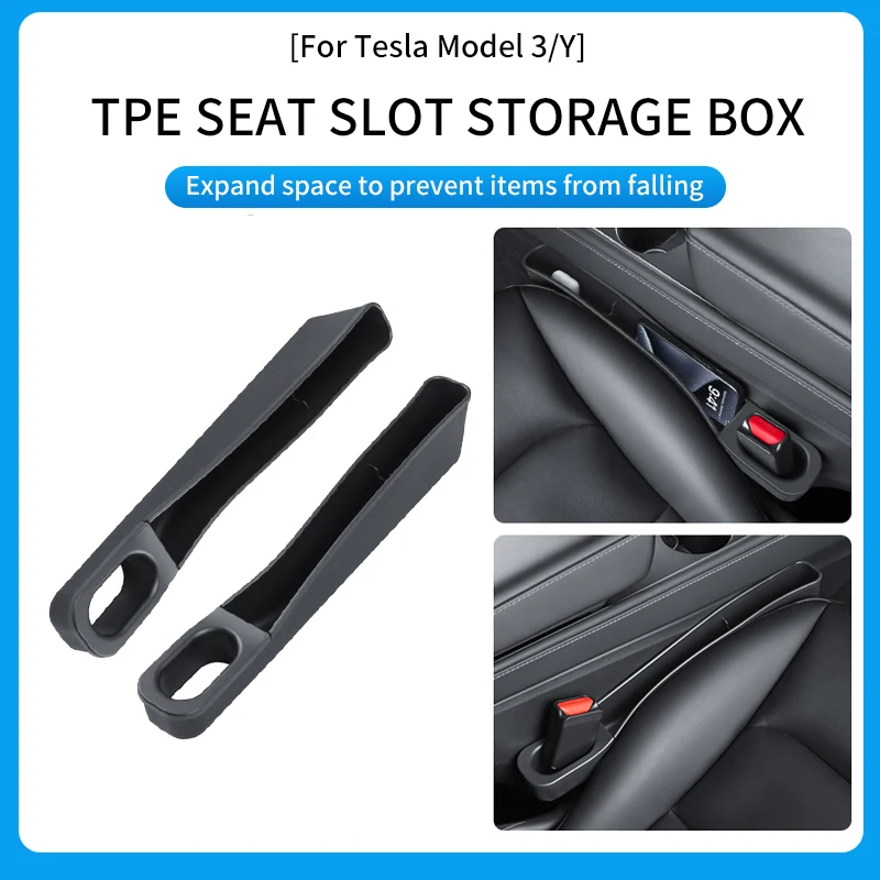 Seat Gap Filler Organizer for Model 3 Model Y 2023 Accessories Auto Console Side Extra Storage Boxes Seat Crevice Trays