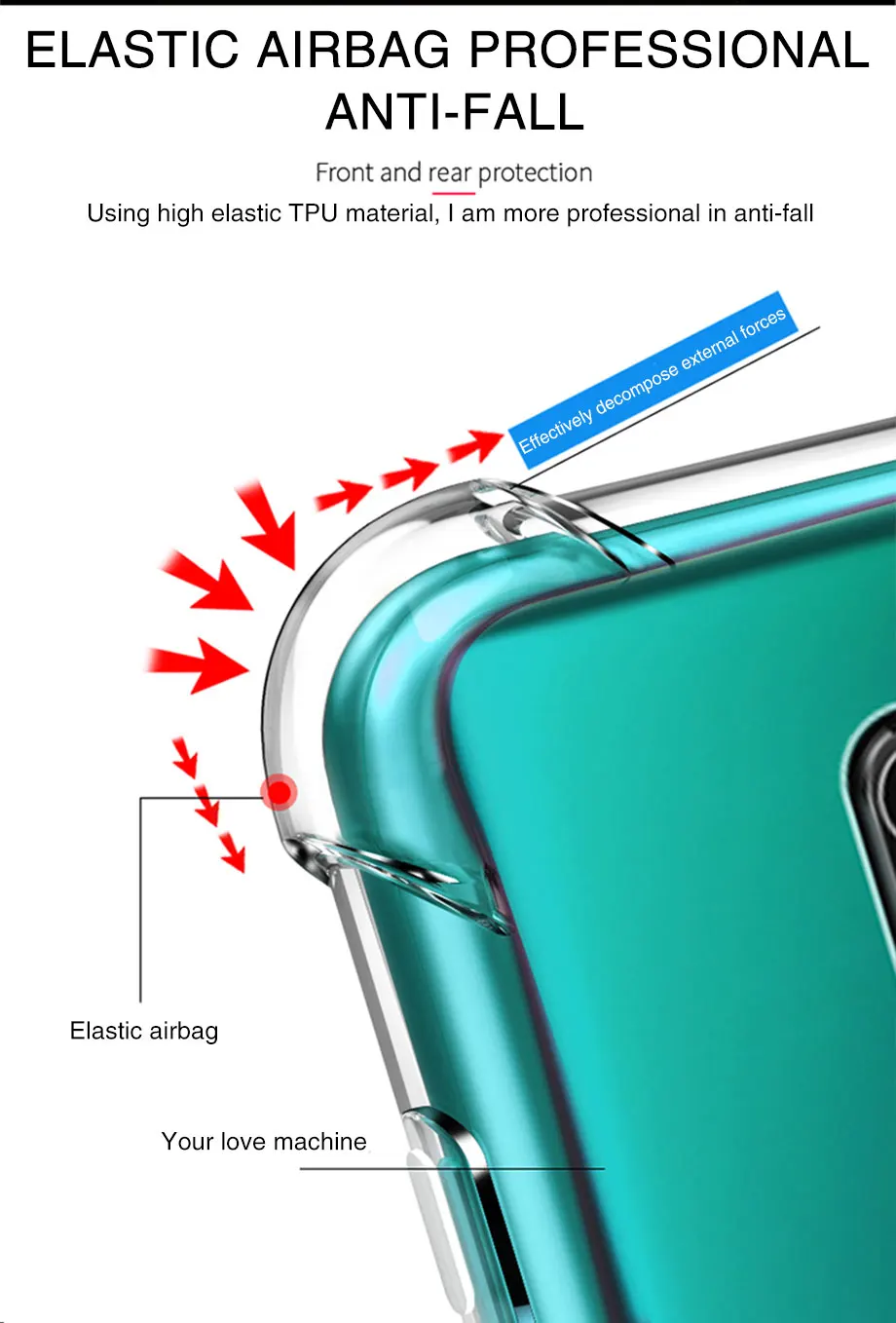 Airbag Dicke stoßfeste TPU-klare Hülle für Xiaomi Redmi Note 9 9s Note9 Pro Silikon transparente Soft Cover Cases – Detail 3