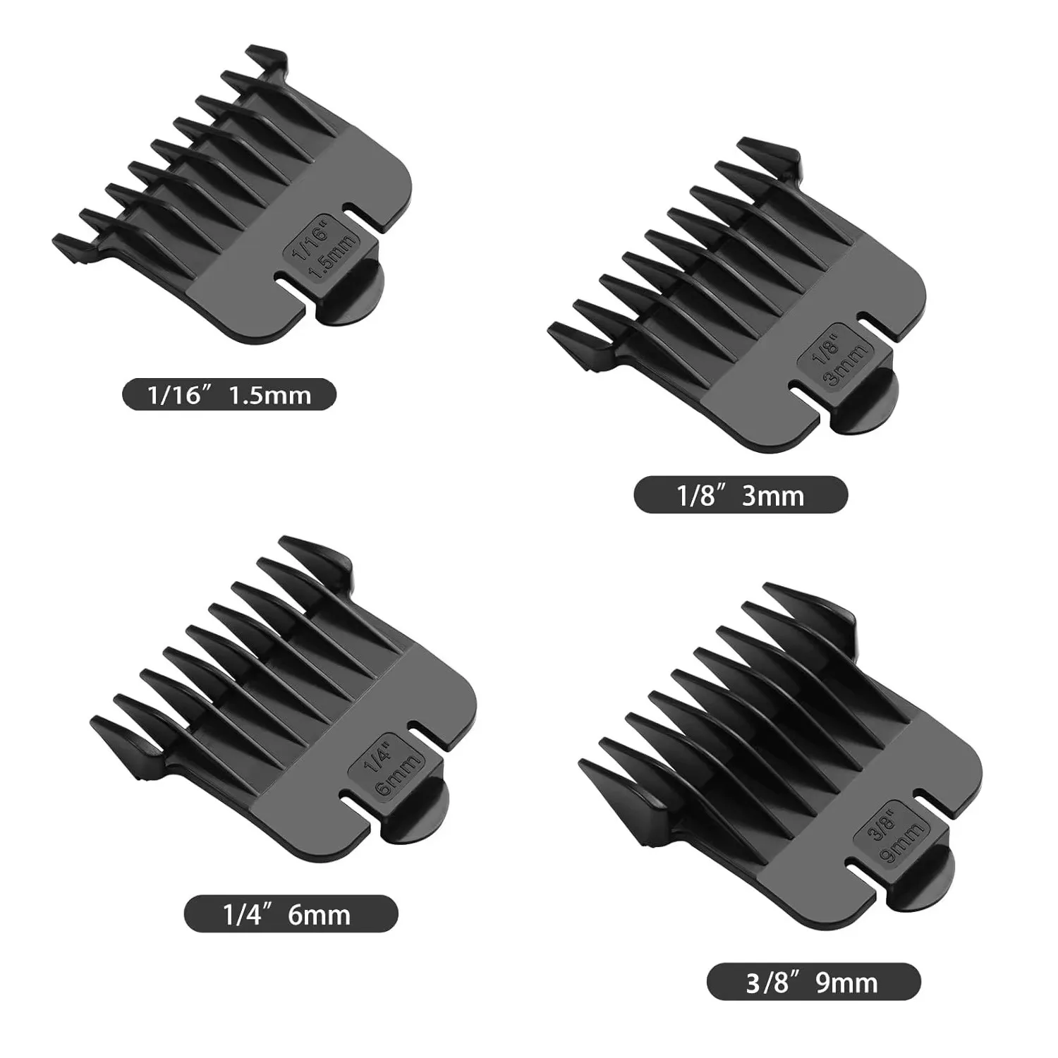Clipper Guards for Andis T Outliner, Guides Attachment Combs Set for Hair Clippers Model #04710/04521, Black