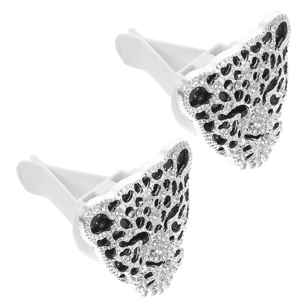 

2Pcs Car Aromatherapy Ornaments Leopard Head Vent Clips Air Freshener Metal Rhinestone Auto Decorations Women Interior Creative