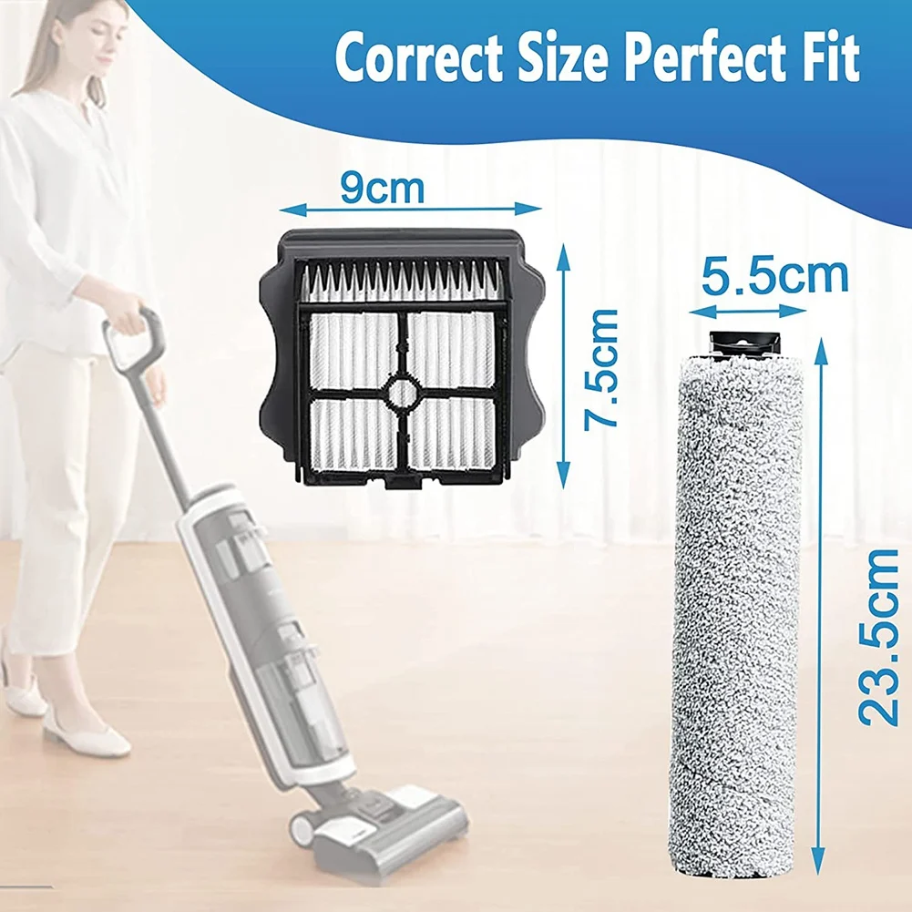 قطع غيار مرشحات بكرات الفرشاة المتوافقة مع المكنسة الكهربائية الرطبة والجافة Tineco IFloor3، Tineco Floor One S3