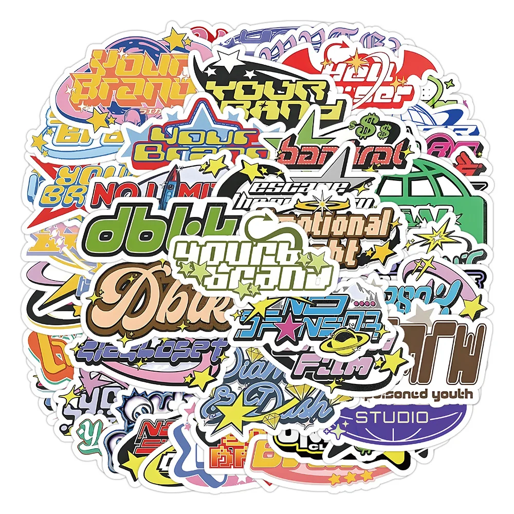 10/30/60Pcs Vintage 90s Harajuku Style Y2K Letters Stickers Cute Aesthetic Decal Diary Motorcycle Laptop Scrapbook Toy Sticker