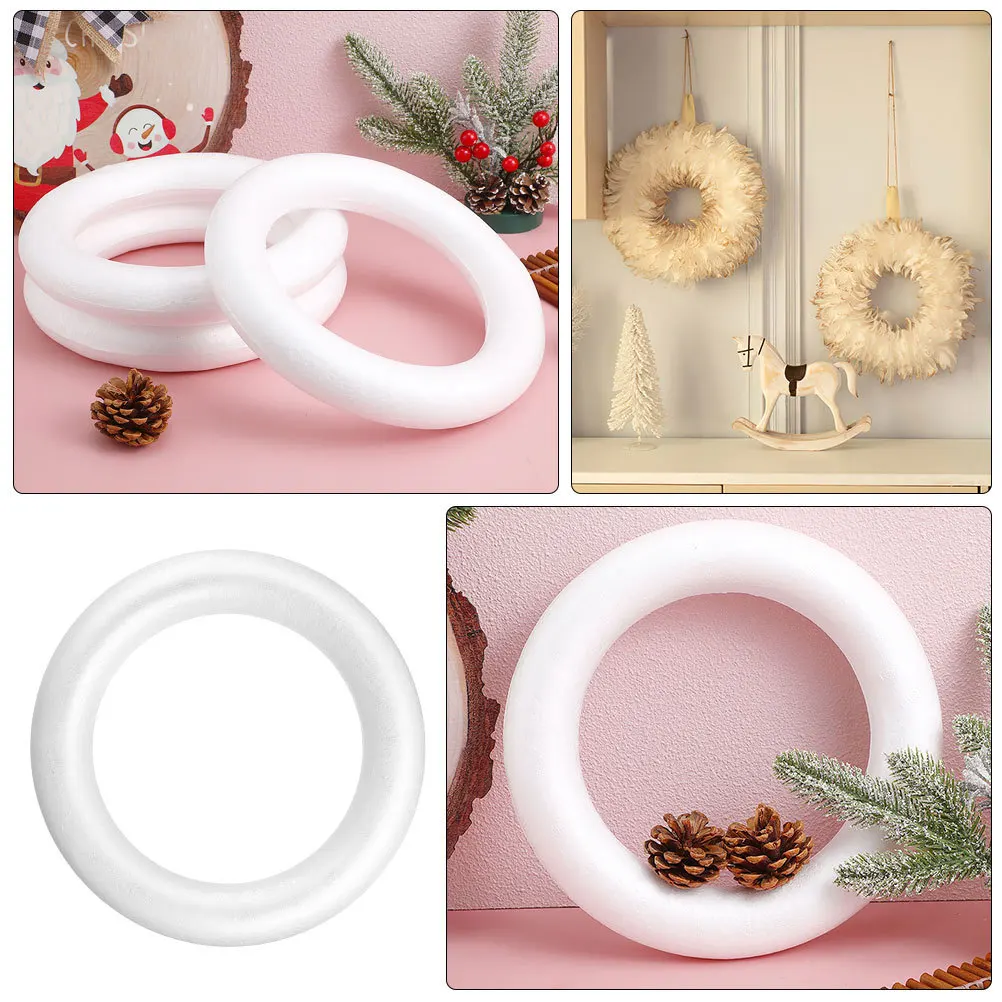 

6Pcs DIY Foam Circles Unpainted Craft Ornaments Safe and Durable for Creative Projects DIY Wreath Frame Foam Circles for Crafts