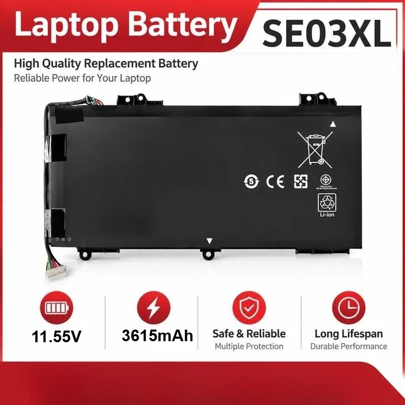 For HP SE03XL TPN-Q171 Battery for Pavilion 14-AL027TX LB7G UB6Z Laptop Replacement Rechargeable Power Supply