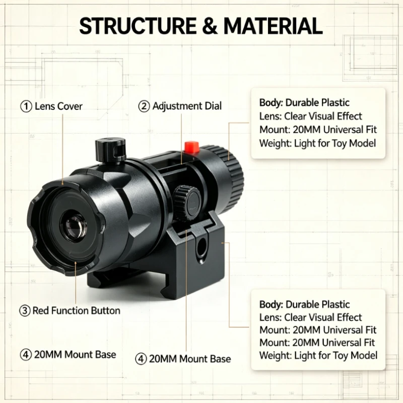 Adjustable Black Craft Lighting Module with Stable Install Base & Red Control Switch, Mini Illumination Accessory Collectible