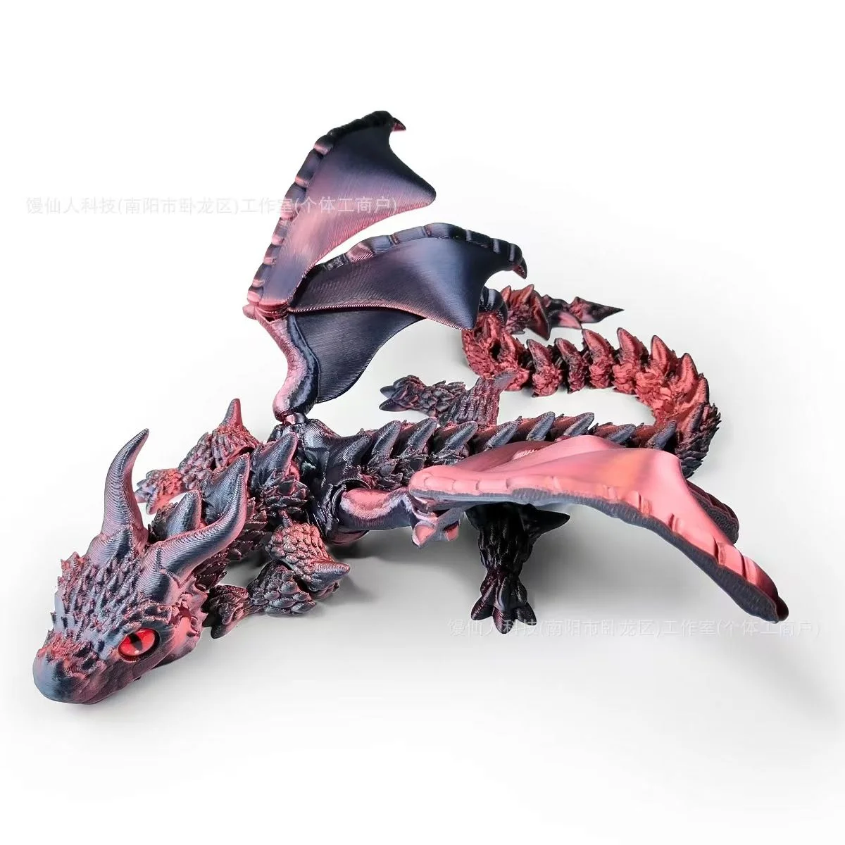 2025 3D Printed articulated Chinese Dragon Simulation figurine Toy with large horns, wings and small ornaments as a gift