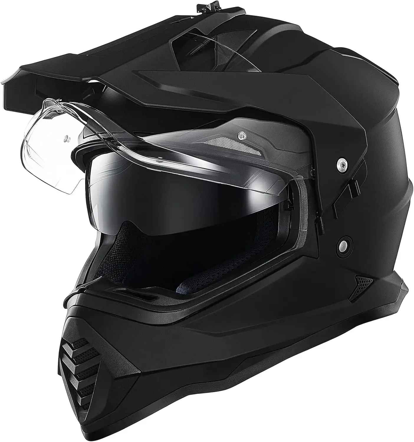 

Dual Sport Motorcycle Helmet with Pinlock Sun Visor for ATV Dirt Bike Off Road Adventure Matte Black Large