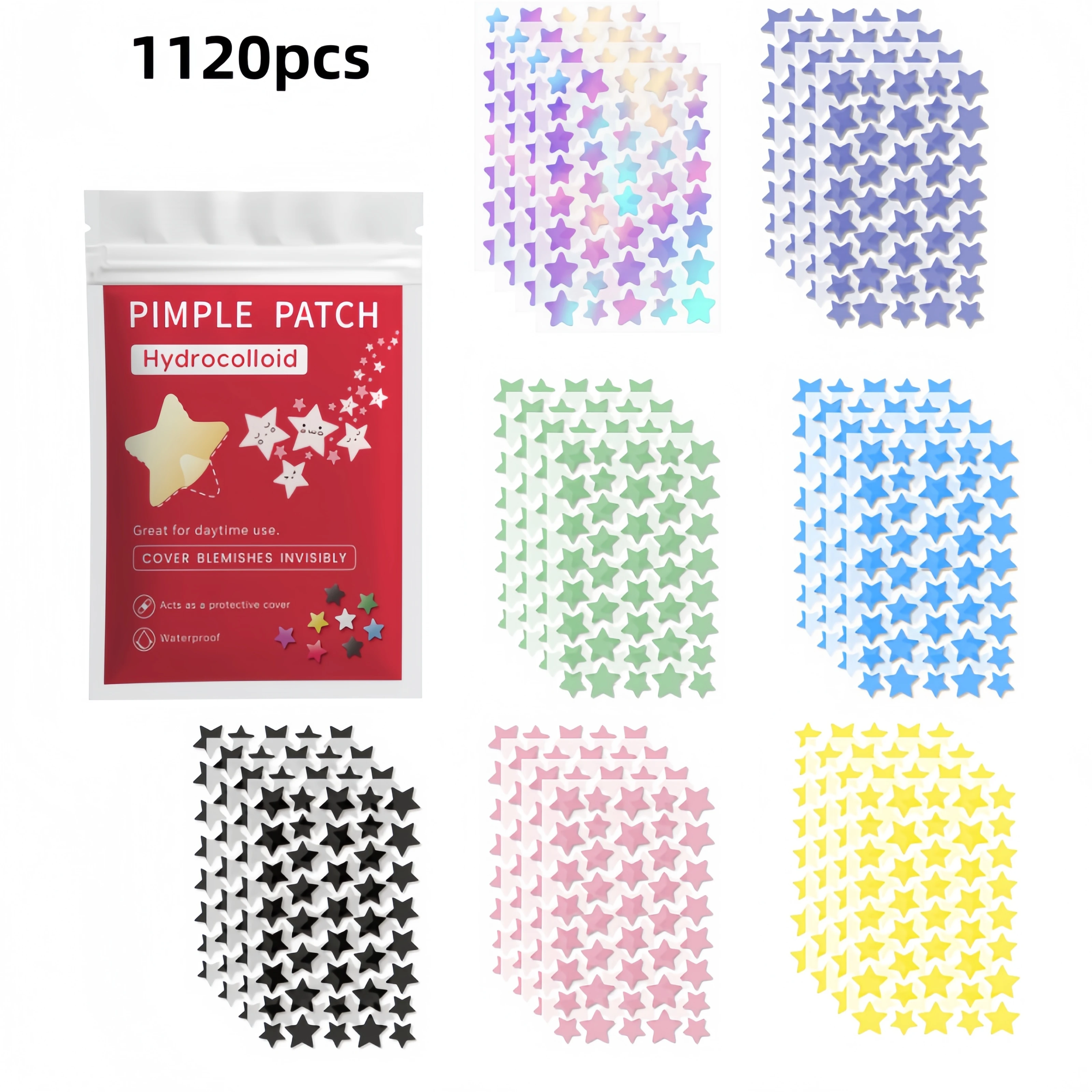 840/1120/1400Pcs Pastel Star Beauty Sticker Sheets Easy Peel Face Dots For Daily Look Photo Props Gift view 3