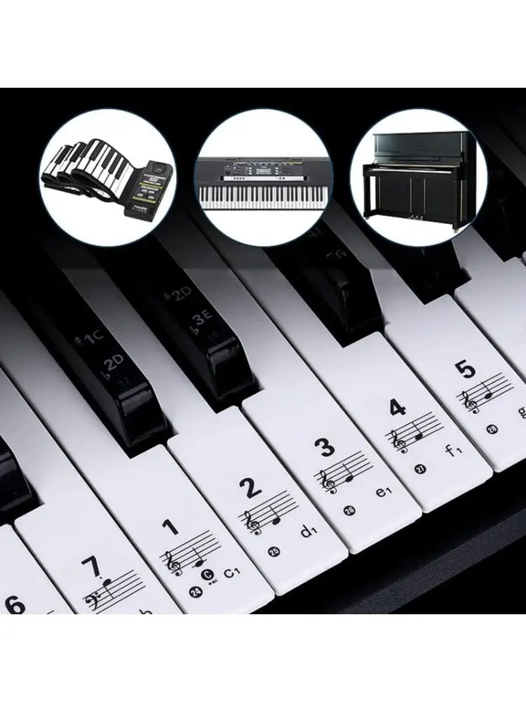 

Transparent Removable Piano Keyboard stickers thin with Colorful Bigger Letter for 88/61/54 Keys Piano Beginner