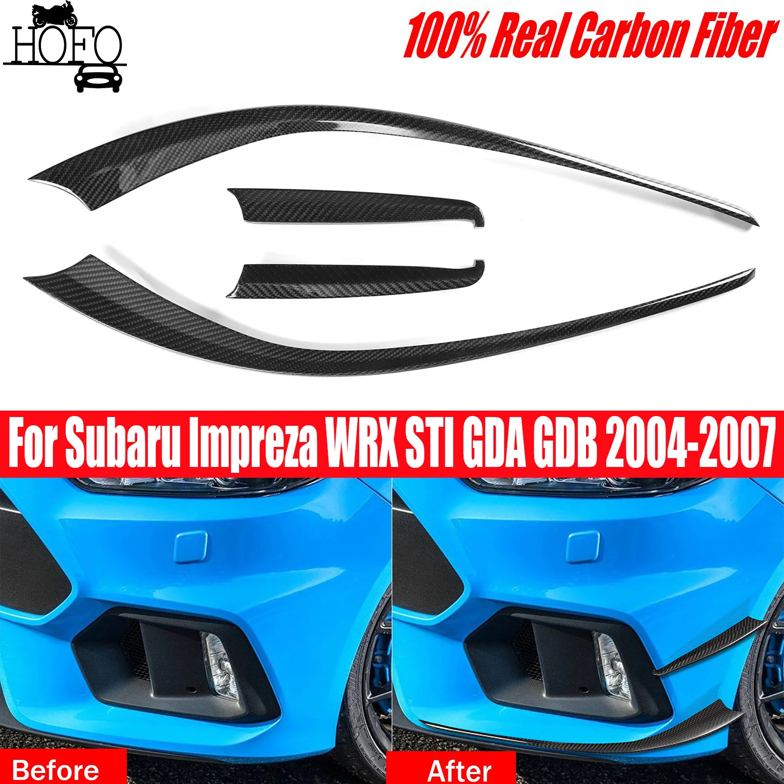 

For Ford Focus RS 2016-2017 2018 Real Carbon Fibre Front Bumper Both Side Splitter Fins