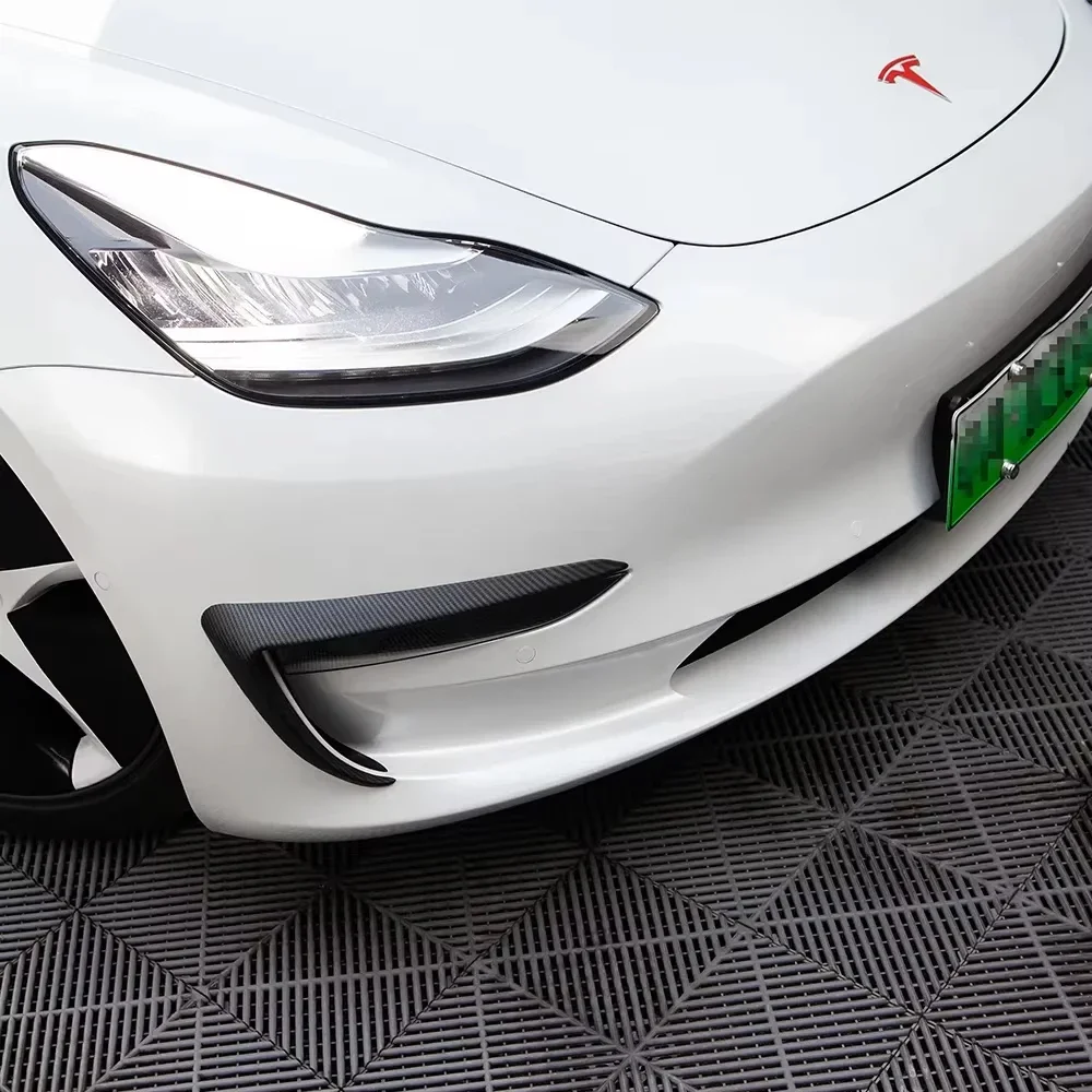 2022 New Car Front Blade Trim For Tesla Model 3 / Y Accessories Carbon Fiber ABS Black Matte White Model3 Tesla Three