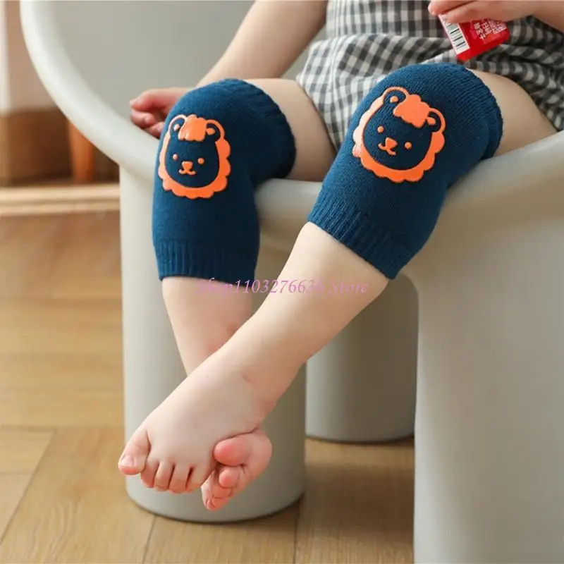 R6FD Breathable Baby Knee Pad Infant Cartoon Pattern Kneepads with Nonslip Feature for Indoor and Outdoor Exploration