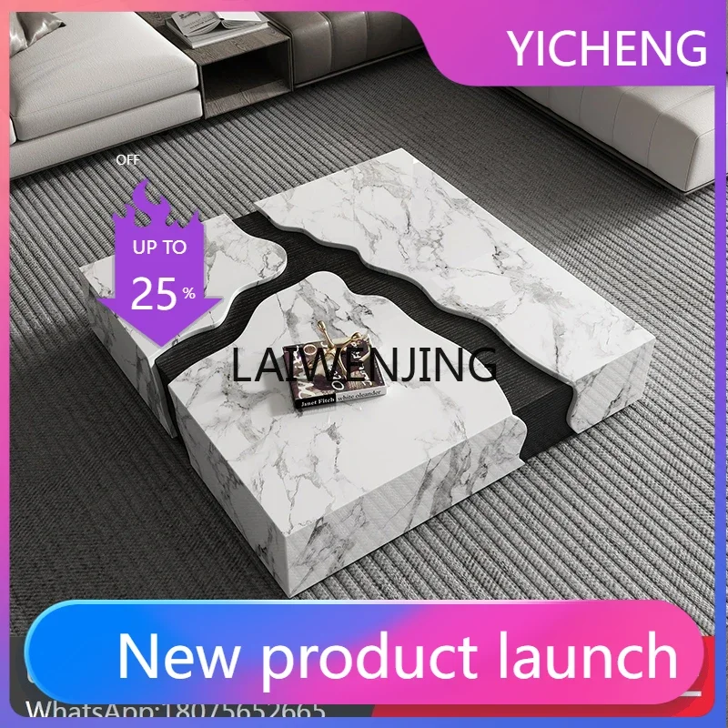 

LYY large white marble coffee table high-end square living room home art table