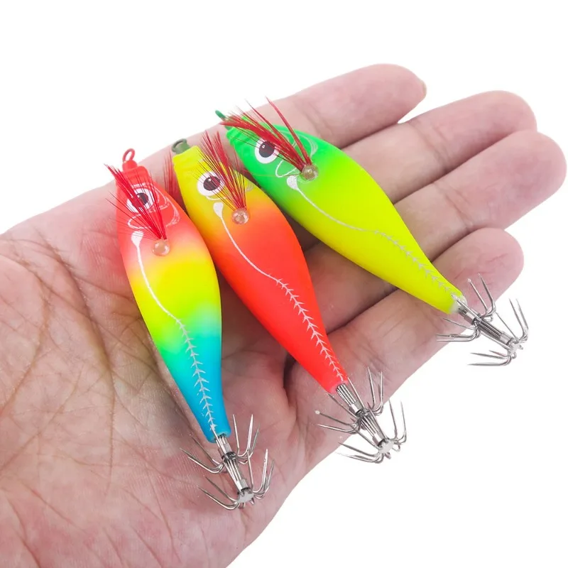 1 ou 5 Peças de Anzóis Luminosos para Lula - Iscas Horizontais para Camarão - Iscas para Egi, Jigs para Lula e Sépia, Iscas Rígidas para Pesca de Polvo