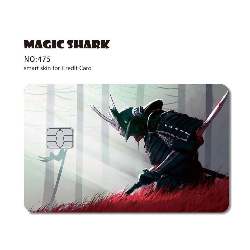 Magic Shark Cartoon Anime Samurai Painting Pig PVC Sticker Case Film Skin for Small Chip Credit Card Front Side