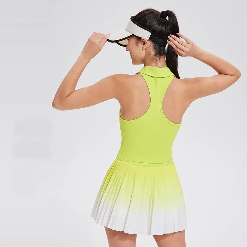 S-2XL أطقم رياضية للتنس للسيدات حمالة صدر مقاومة للصدمات 2 في 1 تنانير مع شورت قطعتين بدلات لياقة بدنية ملابس جولف قابلة للتمدد