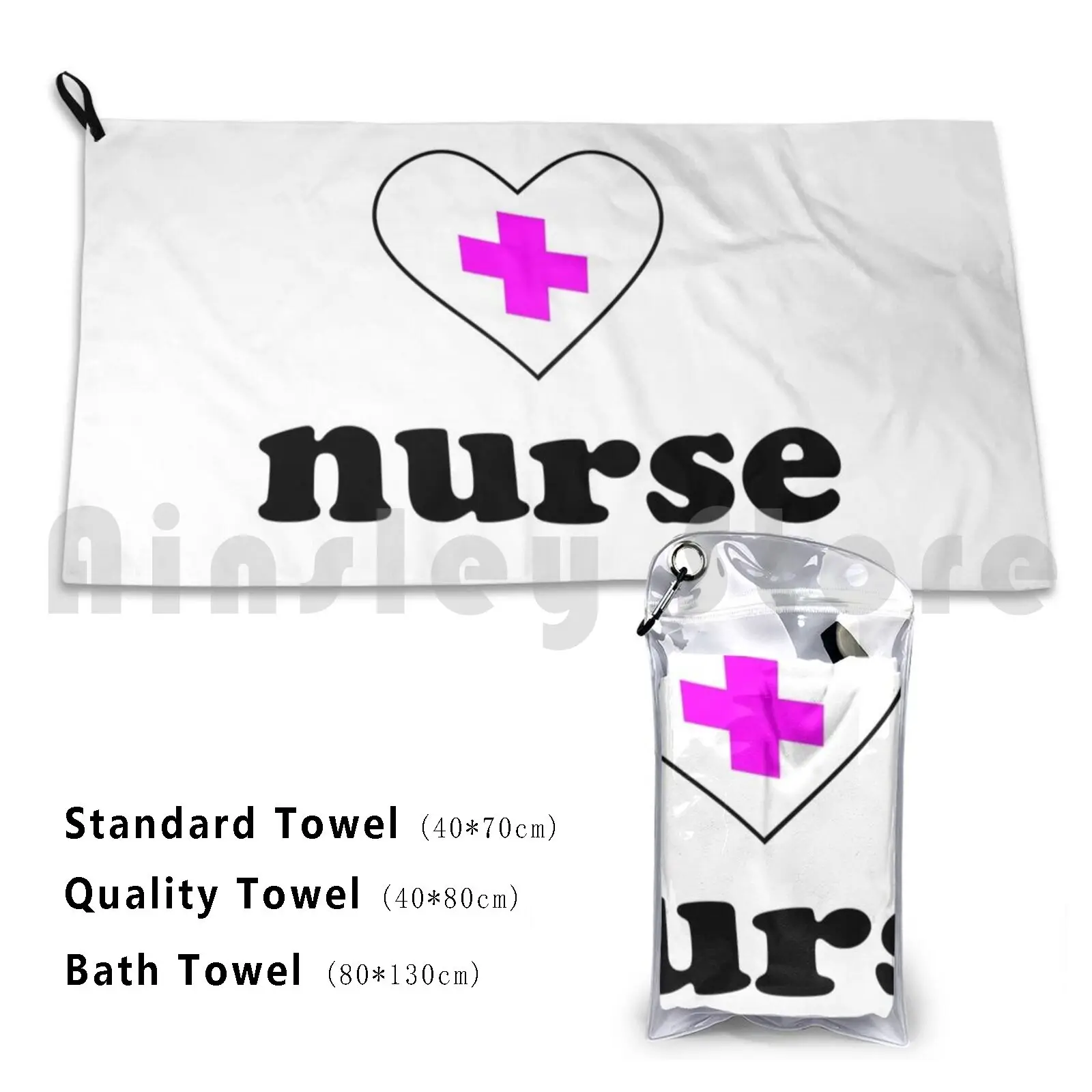 Nurse Beach Towel Quick Dry Quality Towel Nurse Heart Love First Aid Job